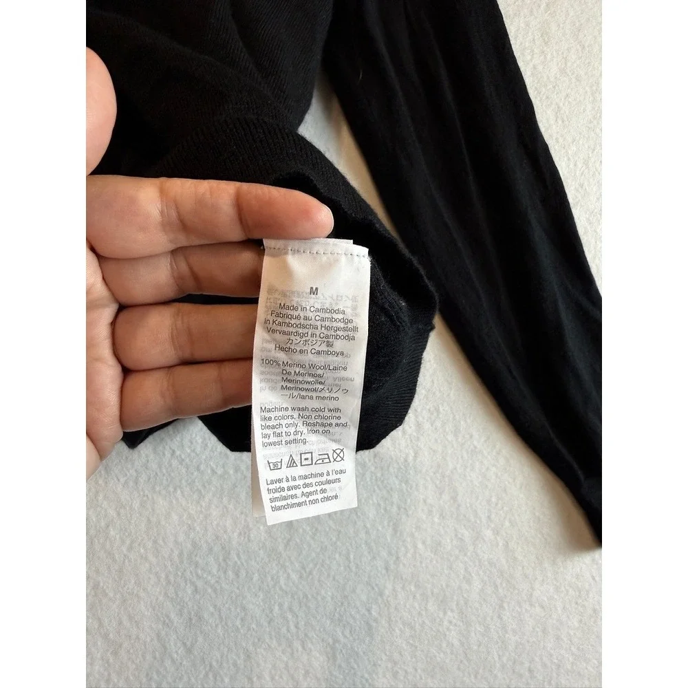 J.Crew V-Neck Sweater Men M Black Slim Fit 100% Merino Wool AE138